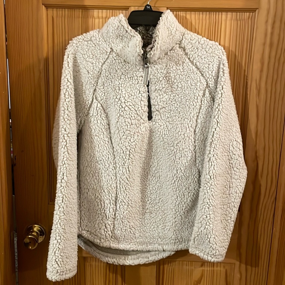 Cozy white Sherpa quarter zip